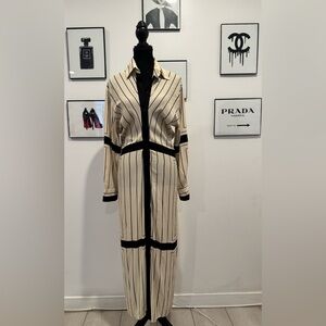 Zara Woman Long Striped Shirt Dress Ecru 8454/359 size M